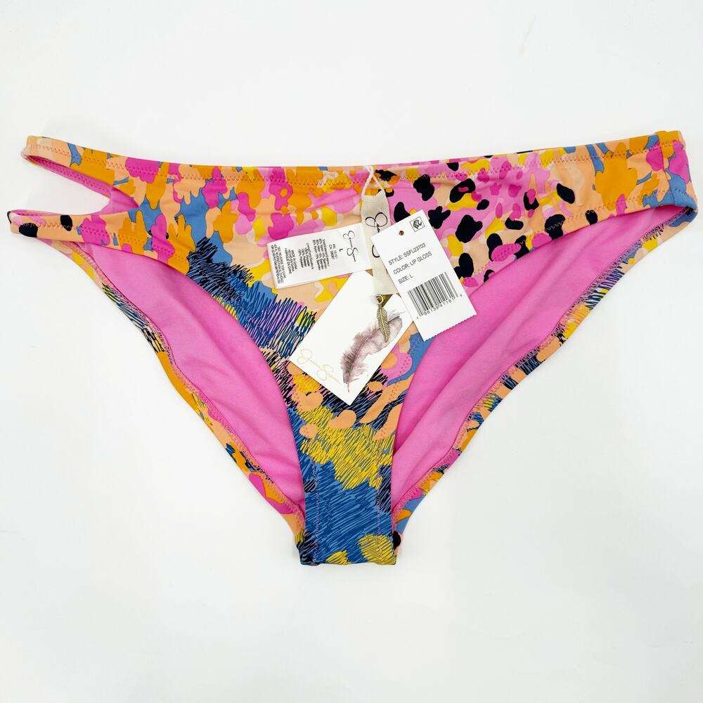 Jessica Simpson Bikini Bottom Size Large Pink Animal Print Hipster Swim NWT